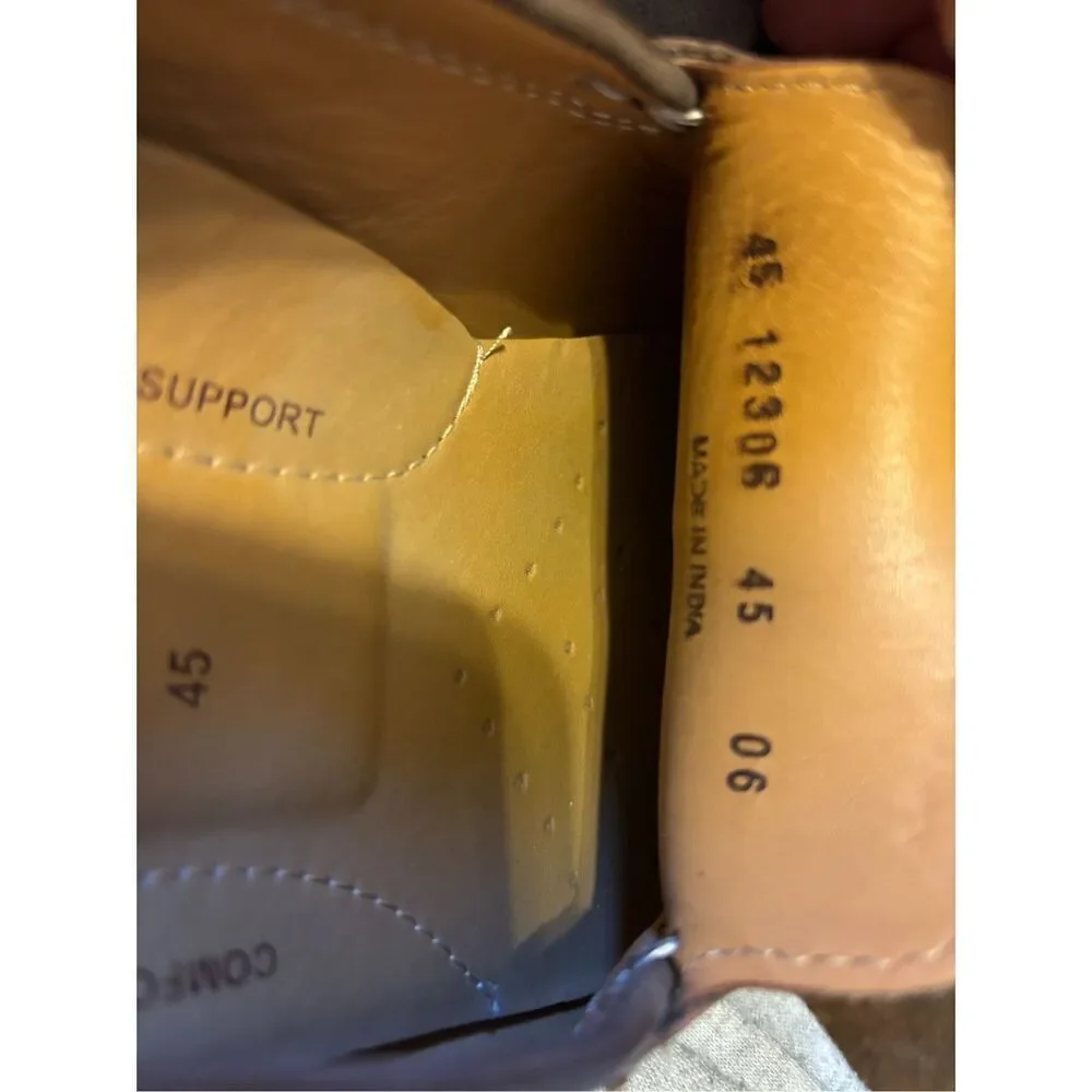 Men’s 45 Ecco brown leather driving shoe slip on loafer comfort